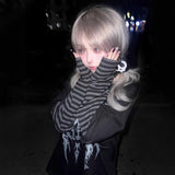 Y2k Subculture Rock Dark Print Fake Two Long-Sleeved T-Shirt Loose Catch Top Woman 68HZ