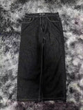 Printed Jeans Men's And Women's Fashion Street Retro Trend Loose Tugging Trousers 68HZ