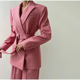 - 2025 Spring And Summer Women's Suit Fish Bone Suit Women's Jacket Belt Trousers 2025 New Spring