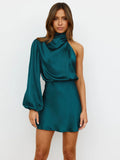 Autumn/Winter 2025 New Explosive Women's Evening Dress Dress High-End Feeld With Long-Sleeved One-Shoulder Temperament Elegant Dress