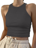 2026 Women's Spring And Summer Short-Colored Solid Thread Sleeveless T-Shirt Vest Inside