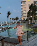2025 Summer Holiday Wind Hanging Neck Three-Dimensional Flowers Hanging Dress Small Pure Lust Wind Seaside Holiday Dress