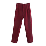 New Slim Slim Solid-Colored Folding Micro-Ply Straight Trousers Trousers Trousers Trousers