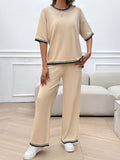 Dili Casual Holiday Style Simple Short-Sleeved Women's Straight-Through Trousers Suit Women's Clothing 2025 Spring And Summer