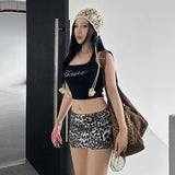 INS 2025 New Women's Solid Color Body Street Fashion Low-Waist Leopard Half-Body Skirt 68HZ