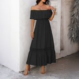 Dili Vacation Leisure Wind Shoulder Waist Dress Women's Dress 2025 Spring And Summer