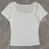 Spice Girls Knitted T-Shirts U-Necked Long-Sleeved Slimmed Women's Tops Thin Fashion Street Trendy