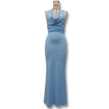 2025 Autumn And Winter New Women's Fashion Temperament Sexy Hanging Back Pile Collar Dress