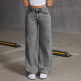 Butterfly Embroidered Jeans Women's Y2K High Street Low-Rise Straight Pants 68HZ