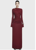 Autumn 2025 New Fashion Temperament Long-Sleeved Elegant Folded Waist High-Sense Dress