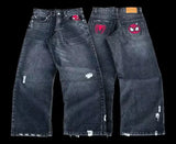 Hot Selling Spider Embroidery Ripped Jeans Men And Women Design Sense Harajian Hip Hops Straight Trousers 68HZ