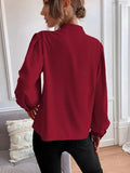Spring 2025 New Elegant Solid Color Collar Long Sleeve Single-D Row Button Loose Women's Top Shirt Women
