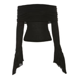 Spring 2025 New Women's Clothing Solid Color Style Fashion Collar Sexy Bare Back Long-Sleeved T-Shirt 68HZ
