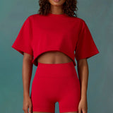 2025 Outdoor Running Sports Short-Sleeved Women Leisure Fitness Blouse Loose Sports T-Shirts 68HZ