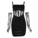 2025 Autumn And Winter New Women's Solid Color Repair Height Waist Fashion Slings Sexy Bare Back Dress 68HZ