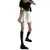 2025 Summer New White 100-Fold A-Word Half-Body Dress Women High-Waisted Thin Short Skirt With Big Skirts 68HZ