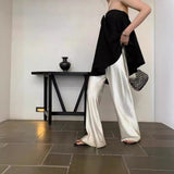 Exploding Korean Version Of The Simple Set Of Wide-Legged Straight Trousers Lazy Wind Leisure Pants Feel Thin Long Trousers 68HZ