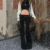 Vintage Star Design Work Style Jeans Women Y2k Loose Thin Straight Tube Drag Long Pants 68HZ