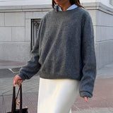 Dili Simple Fashion Wool Long-Sleeved Pure-Color T-Shirt Sweater Women's 2025 Autumn And Winter