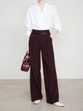 Spring Anola Red Straight Pants Long Pants Women's New Thick Twill Broad Leg Suit Pants