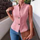 2025 Women's New Commuting V-Neck Buttonless Sleeve Vest Vest Coat Topess