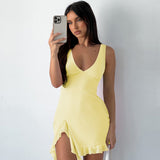 2025 Explosion Summer Pure Style Tuxedo Women's Dress Sling Dress V Tie Hottie Dress Summer