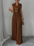 2025 Women's New Fashion Fashion Vest 100-Folded Skirt Pants Two Sets Of Trousers Set Women