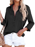 2025 Spring Burst Acetic Satin Solid Color Long-Sleeved Business Women Shirt