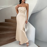 Dili 2025 Spring/Summer French Sexy Dress Solid Colored Chest Evening Dress Dresses Women's Dress