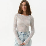 2025 Autumn And Winter New Fashion Round Collar Sexy Perspective Bottoming Shirt Hot Girl Long Sleeve Repair Jacket