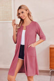 Lady Pajamas Waffle Five-Sleeves Before Zipper Homewear Casual Pajamas Girl