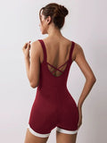 Crash Cloud-Sensitive Joint-Dressed Woman Hollow Beauty Back Wide Shoulder Strap Yoga Suit Sports Running Bodysuit