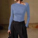 Business Commuting Collar Women's T-Shirt 2025 New Y2K Dress Slimmed On The Shoulder