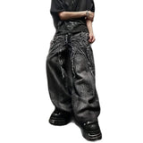 Trendy Design With Cloth Jeans Men's Y2k Dark Street Straight Trousers Loose Five-Point Trousers 68HZ