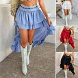 Dili 2025 Spring And Summer Leisure Bohemian Holiday Solid Color Folds Spliced Half-Dress Skirt Women's Dress