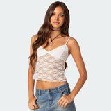 2025 Summer New V-Neck Sexy Hot Lace Perspective Back Coat Bottom Sling Vest