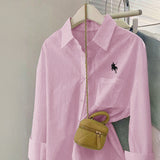 Dili Casual Simple Long-Sleeved Button Solid Color Shirt Women's Clothing 2025 Autumn And Winter