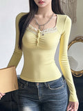 Dire Y2K Hottie Lace Long-Sleeved Shirt T-Shirt Women's Clothing 2025 Autumn And Winter