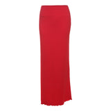 2025 Summer New Women's Solid Color Body Collar Short Sleeve Fashion High-Rise Half Skirt Set 68HZ
