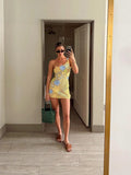 2025 Summer New Temperament Elegant Holiday Knitted Fashion Hollow Hanging Neck Leisure Tie High Waist