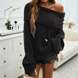 Dili Elegant Temperament Solid Color Long-Sleeved Sweater Top Women's Clothing 2025