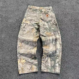 Washing Branches Camouflage Pants Men's High Street To Make Old Broad Leg Work Pants Loose Straight Casual Pants 68HZ