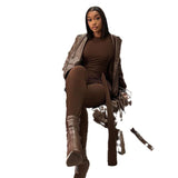 New Autumn Sexy Open-Fork Trousers Strapped With Hips Long Dress Tice High-Collared Collars Jumpsuit