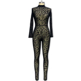 Hot Female Decoration Long Sleeves Jumpsuit Sexy Hot Girl Velvet Perspective Jumpsuit