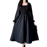 French Black Lady Dress Women's Spring Dress New Femininity Collar Showing Thin Sleeves To The Waist Hepburn Style Dress 68HZ