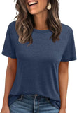 2025 Women's Round Neck New Casual Loose Solid Color Short-Sleeved T-Shirt