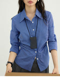 Hidzy Prep Students Retro Temperament Wrinkle Shirts With Thin Tops For Many Seasons Wearing Plaid Shirts