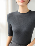 Grey Ultrafine Sheep Cape Pits Inside A Women's Collar Collar Knitted Coat Wearing Five-Point Sleeves