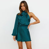 Autumn/Winter 2025 New Explosive Women's Evening Dress Dress High-End Feeld With Long-Sleeved One-Shoulder Temperament Elegant Dress