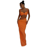 Spring/Summer 2025 New Slimming Half-Body Bust Dress Solid Color Sexy Suspension Dress Set